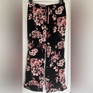 Cynthia Rowley black floral pajama pants size small